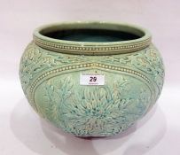 Burmantofts Faience pale celadon ground jardiniere, circa 1900, impressed 'BF' mark, shape number