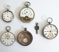 Silver open face pocket watches, various (4)