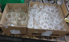 WITHDRAWN Two boxes of mixed glassware to include bonbon dishes, vases and various sizes of wine and