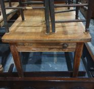 Rectangular pine table, square section tapering supports, 151.5 x 90 cms.