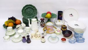Late 19th century English majolica composite green glazed part dessert service, comprising a