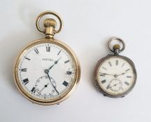 Gent's open-faced gold-plated pocket watch by Vertex, with subsidiary seconds hand dial, a British