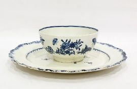 Worcester porcelain printed blue and white slop bowl and a Staffordshire pearlware blue and white