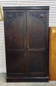 Twentieth century oak wardrobe raised on plinth base 14.5 x  201 cms