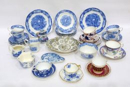 Group of 19th century and later Staffordshire pottery teawares, various printed marks, to include an