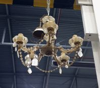 Six-light chandelier with cut glass drops