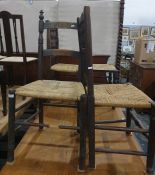 Four assorted string seated chairs (4)