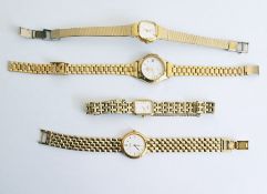 Collection of lady's gold-plated wristwatches, three by Rotary and a further by Seiko, all with