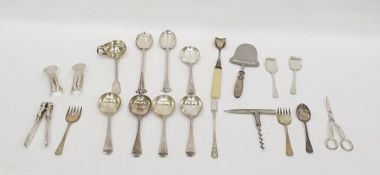 Collection of electro silver plate to include pair of salad servers, soup spoons, stilton scoop,