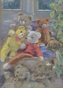 Una Warren (20th Century) Pastel Study of Bears, signed lower right 39 x 27 cm