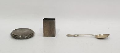 Silver circular lady's compact with engine-turned engraving, Birmingham 1958, a silver matchbox