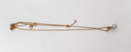 9ct gold and diamond solitaire pendant, the claw set circular stone, 4mm diameter approx, on fine