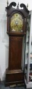 George III oak longcase clock by Henry Bunyan, Lincoln, the hood with swan neck pediment, flowerhead