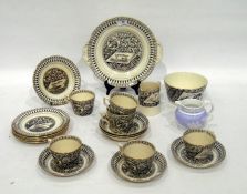 English pottery 'Canterbury' pattern part tea-service, late 19th century, printed marks, transfer-