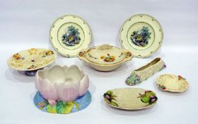 Group of Clarice Cliff to include a tureen and cover printed with vignettes of daffodils, tulips and