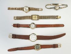 Collection of lady's gold-plated wristwatches, various, with bracelets and straps and a 'Rolex'