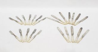 Silver plated and mother-of-pearl mounted cutlery set and various items of silver plate including