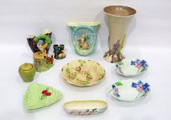 Clarice Cliff Wilkinson's & Co trumpet-shaped vase moulded with the Foxglove pattern, circa 1930,