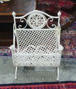 White painted iron magazine basket