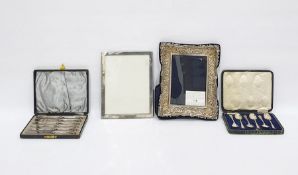 Modern Britannia silver standard rectangular photograph frame with scrollwork border, London 1967,