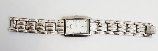 Gentleman's Rotary wristwatch with enamel dial, quartz movement, in a chrome finish link chain