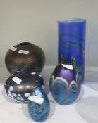 Various items of Isle of Wight glass to include an oviform vase with gold and mother-of-pearl