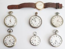 Majex 9ct gold cased gentleman's wristwatch and a collection of six gentleman's pocket watches,