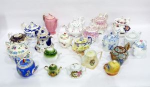 Various 19th century and later English pottery and porcelain teapots, coffee pots and covers to