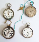 Four open faced pocket watches, various, some with silver cases