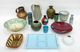 Various items of pottery to include a Poole pottery vase and dish decorated in the 'Volcano'