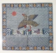 Circa 1900-1911, Qing dynasty Chinese embroidered front rank badge from a Pufu, for a 6th Rank Civil