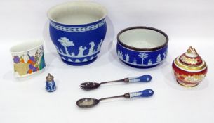 20th century Wedgwood Jasperware jardiniere, impressed marks, 22.3cm high, a silver-plated  salad