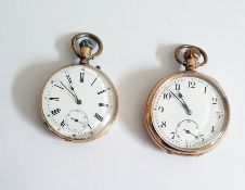 A Dennison moon globe open face pocket watch, button winding with subsidiary second hand dial.