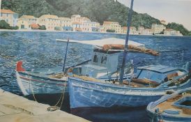 After M Wood  Limited edtion colour prints 307/650 'Fishing boats' signed in pencil lower right, t