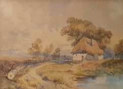 Attributed to David Cox Junior (1809 -1885) Watercolour Cottage by track, unsigned 24 x 34 cm