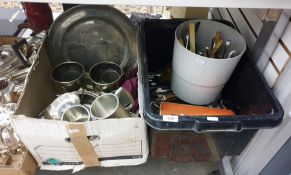 Quantity of silver plated items, to include soup ladle with crest, an engraved toasting fork,