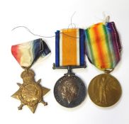 WWI 1914-15 Star, War medal and Victory medal named to 