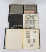 2 stock books and one album of mainly GB mint and used (useful postage).  Mint castles includes