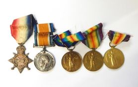 WW1 1914-15 Star, War medal and Victory medal named to 