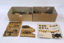 Various military badges and buttons , ( 2 boxes)