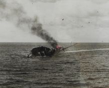 Four black and white  photographic prints to include HMS Indomitable - Hong Kong - 1945 together