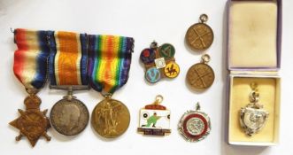 WWI 1914-15 Star. War medal and Victory medal named to 
