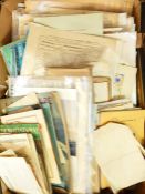 Box of assorted ephemera, includes shares, papers and booklets, engravings, etc