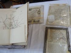Assorted unframed mounted prints of county maps  ( 1 box)