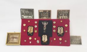 Quantity Harlequins FC brass buttons, badges and embroidered cloth badges and five vintage