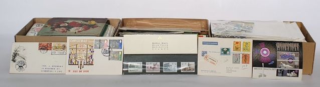 Interesting box of about 80 stamp booklets and presentation packs plus much more, two boxes of off