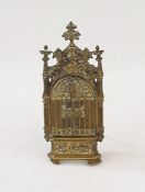 Brass framed continental porcelain plaque painted with Christ, the brass frame with hinged doors