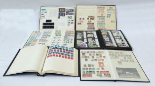 Six GB stock books and albums with used stamps from Victoria to modern mint Queen Elizabeth II