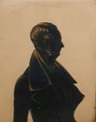 19th century painted black and gilt silhouette, half length portrait of a gentleman 12.5 x 9.5 cms