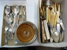 Quantity of electroplated flatware marked 'Mappin & Webb' to include bone-handled knives, knife
